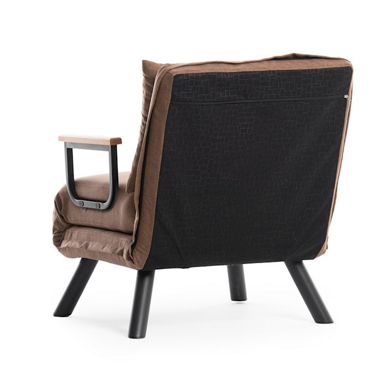 Fotel rozkładany jednoosobowy Aligmart z podłokietnikami brązowy len  - zdjęcie 9