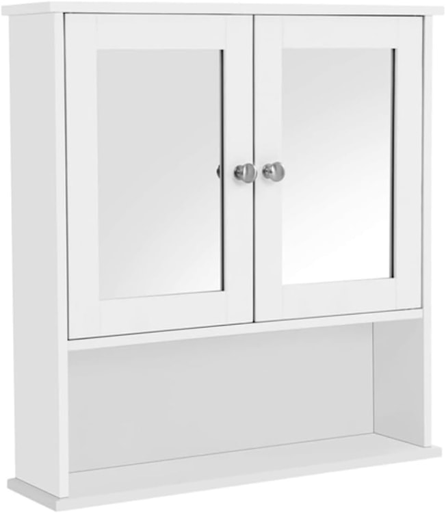 Szafka łazienkowa wisząca Muddon 56x13x58 cm z lustrem biała 