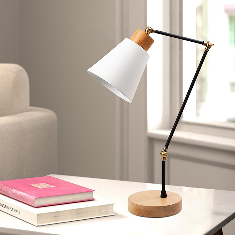 Lampka na biurko Jaspara średnica 14 cm biała  - zdjęcie 6