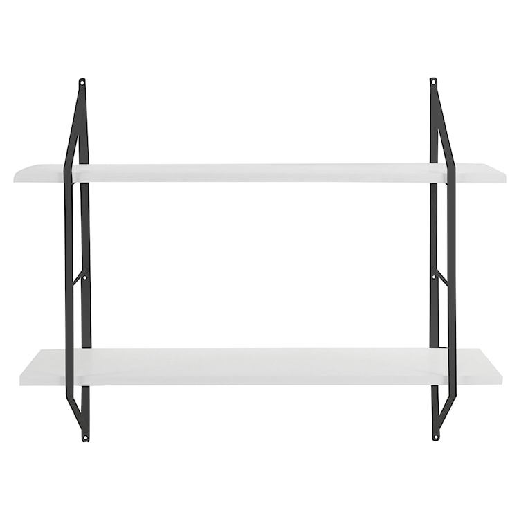 Półka ścienna Rassie dwupoziomowa 76 cm biała z czarną ramą  - zdjęcie 2