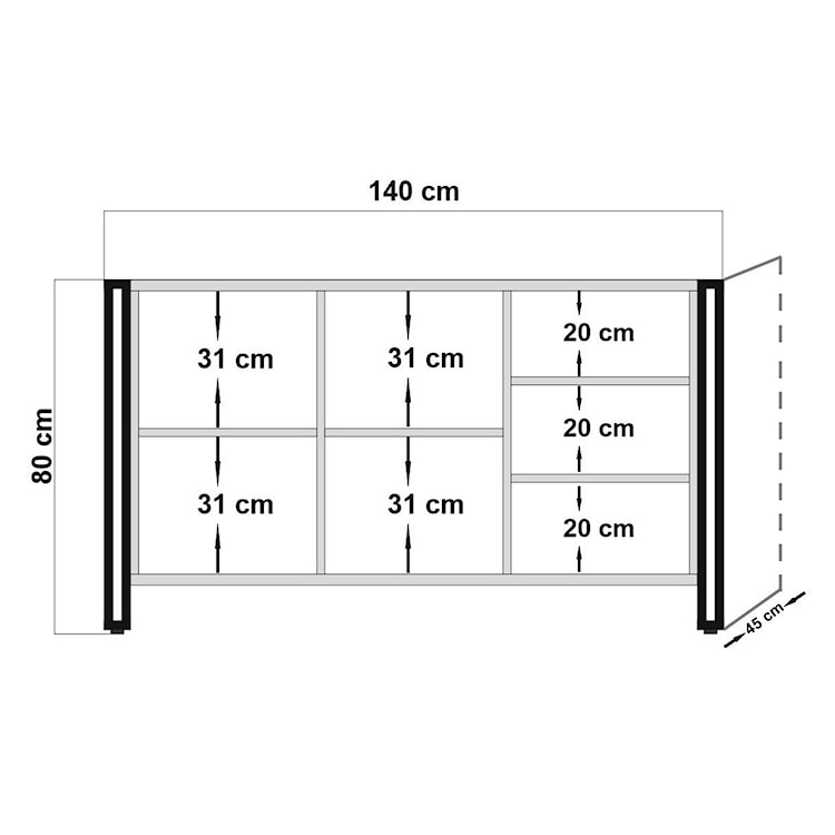 Komoda trzydrzwiowa Stanized 140 cm sosna/czarny  - zdjęcie 6