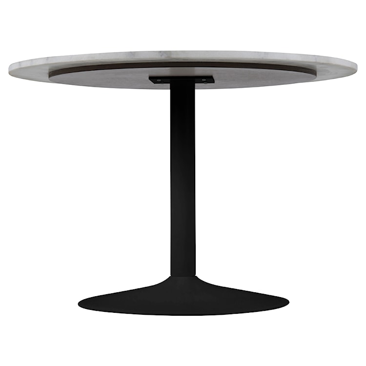 Stół okrągły Fliese średnica 110 cm biały marmur na czarnej podstawie  - zdjęcie 7