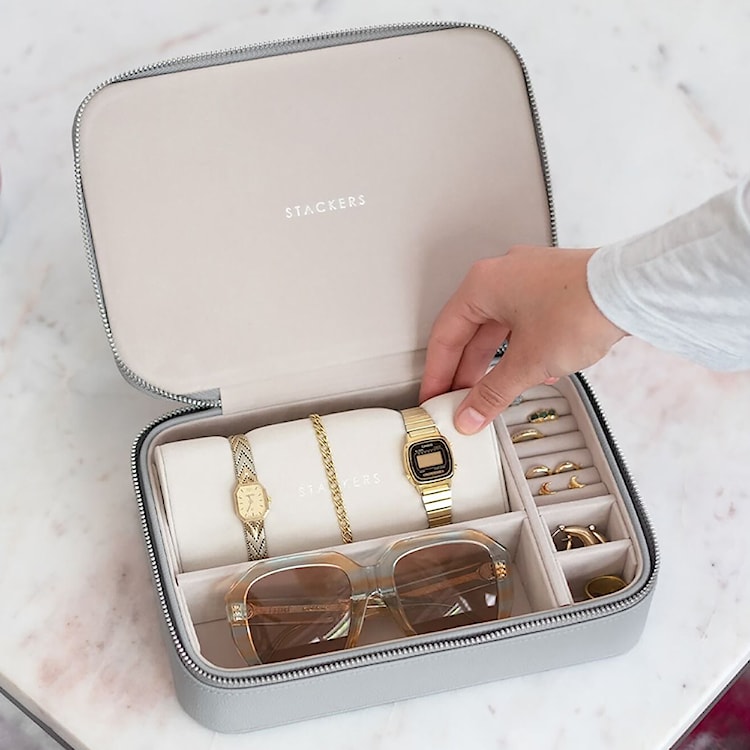 Organizer na biżuterię Pebble Travel Jewellery Accessory Box szary  - zdjęcie 3