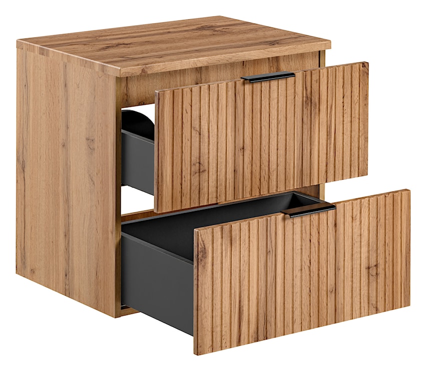 Szafka pod umywalkę Temirni 60 cm dąb wotan lamele z blatem  - zdjęcie 12