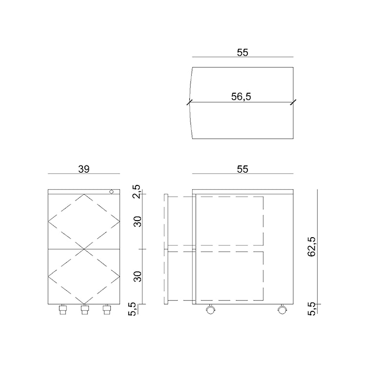 Kontenerek metalowy pod biurko RPH-02 biały  - zdjęcie 2