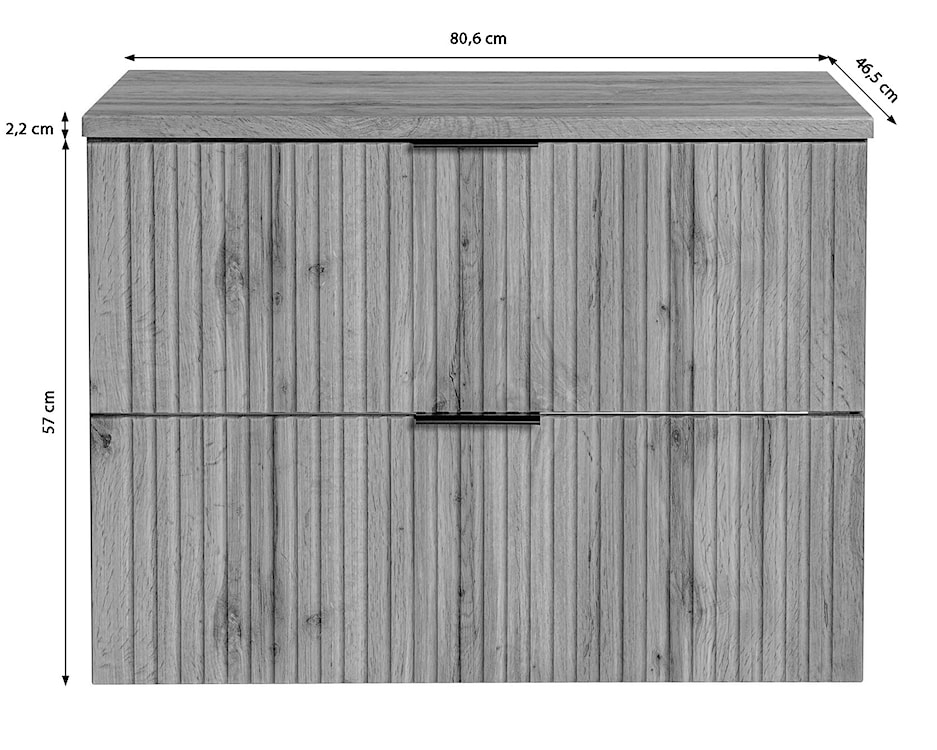 Szafka pod umywalkę Temirni 80 cm czarna lamele z blatem  - zdjęcie 11