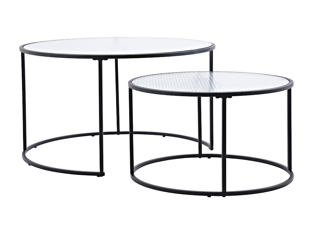 Zestaw dwóch stolików kawowych okrągłych Nostinel średnica 80 i 60 cm szkło/czarne