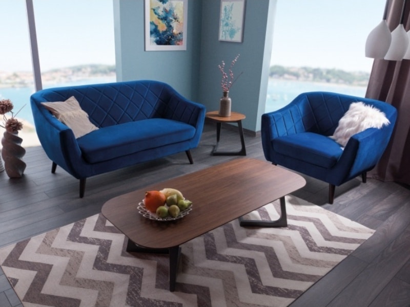 Sofa dwuosobowa Lemarik granatowy welur  - zdjęcie 2