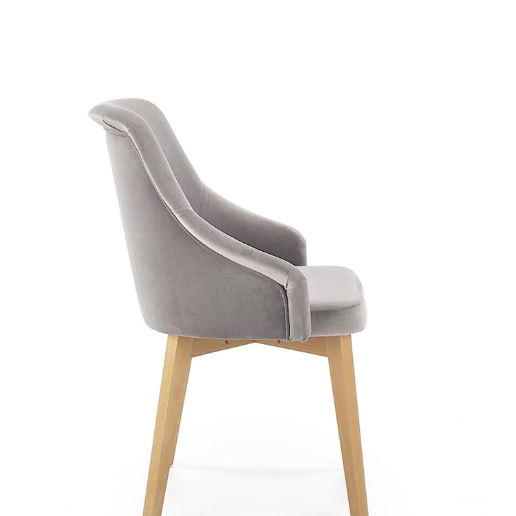 Krzesło tapicerowane Berlas szary velvet - dąb miodowy  - zdjęcie 5