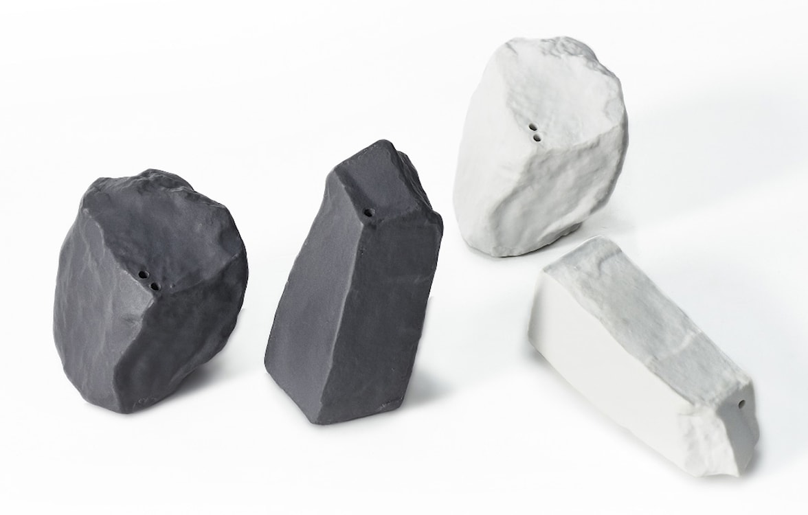 Zestaw solniczki i pieprzniczki porcelanowy Rock&Salt biały  - zdjęcie 2