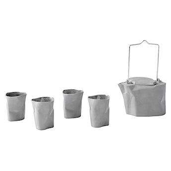 Zestaw do herbaty porcelanowy Pogięty szary