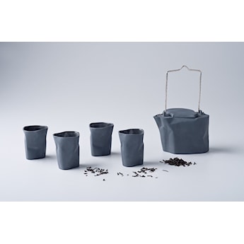 Zestaw do herbaty porcelanowy Pogięty czarny