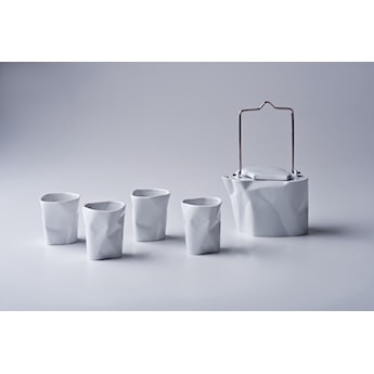 Zestaw do herbaty porcelanowy Pogięty biały