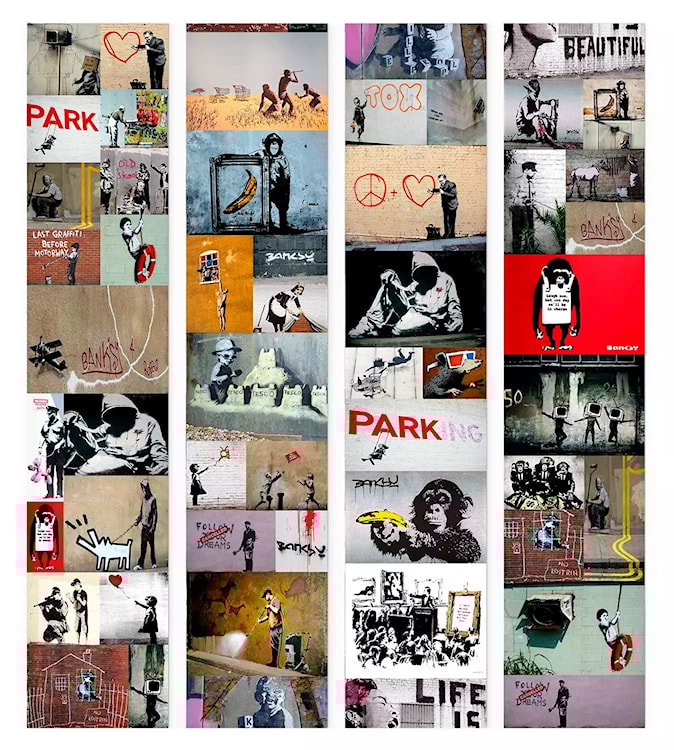 Tapeta Kolaż graffiti Banksy 1000x50 cm 