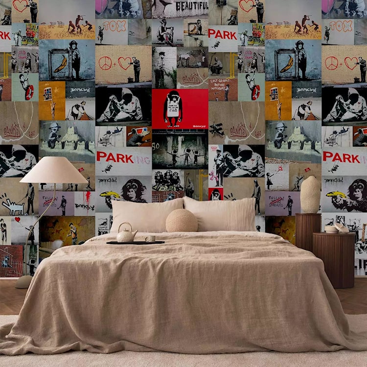 Tapeta Kolaż graffiti Banksy 1000x50 cm  - zdjęcie 3