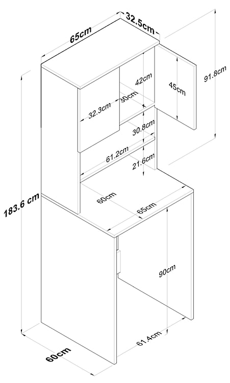 Szafka na pralkę Dreantly z półką 65 cm antracyt  - zdjęcie 7