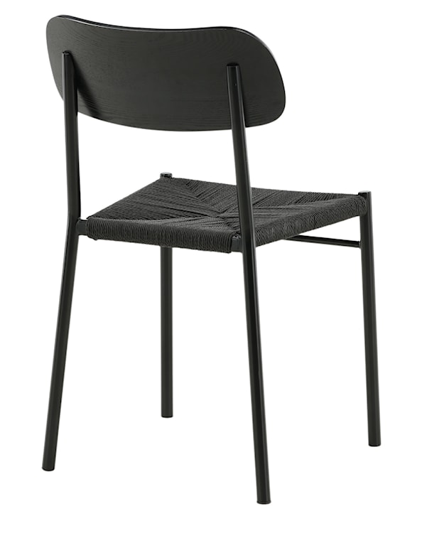 Krzesło drewniane Blimment plecione siedzisko czarne  - zdjęcie 7