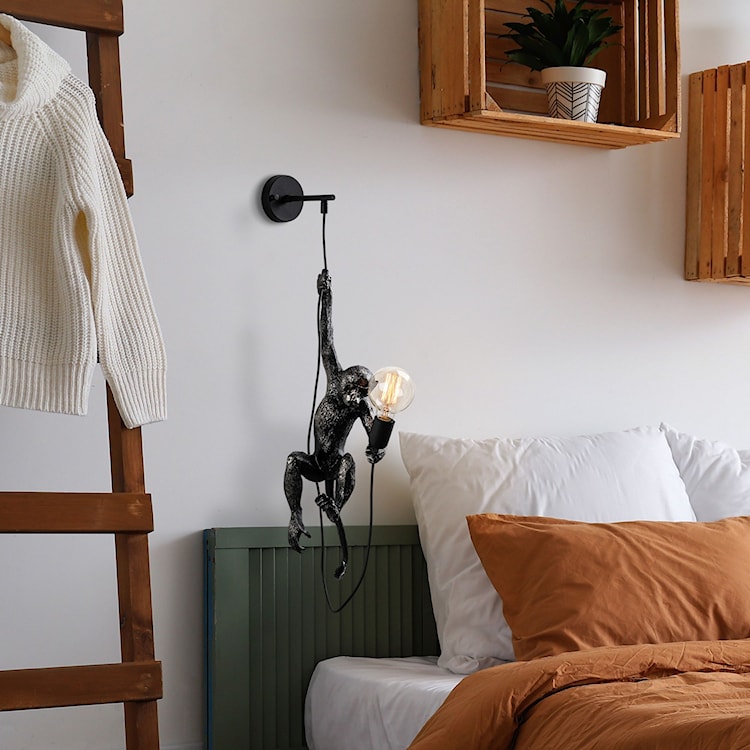 Lampa ścienna Proffitz z małpką czarna  - zdjęcie 3
