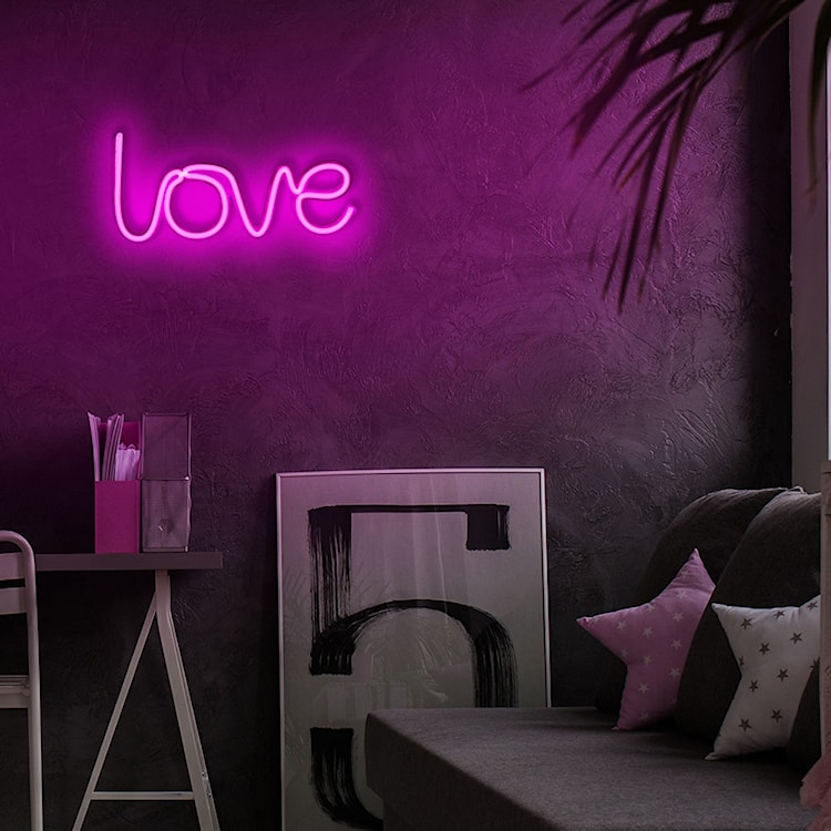 Neon na ścianę Letely z napisem Love różowy  - zdjęcie 3
