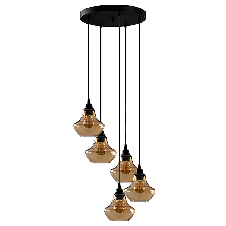 Lampa sufitowa Cheeny x5 dzwon na okrągłej podsufitce czarna  - zdjęcie 2