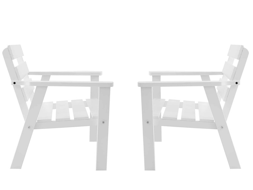 Zestaw dwóch krzeseł ogrodowych Parrines z drewna sosnowego białe  - zdjęcie 4