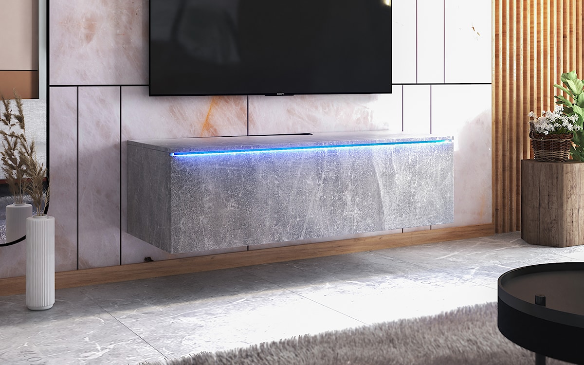 Szafka RTV Skylara z LED 100 cm Beton   - zdjęcie 3