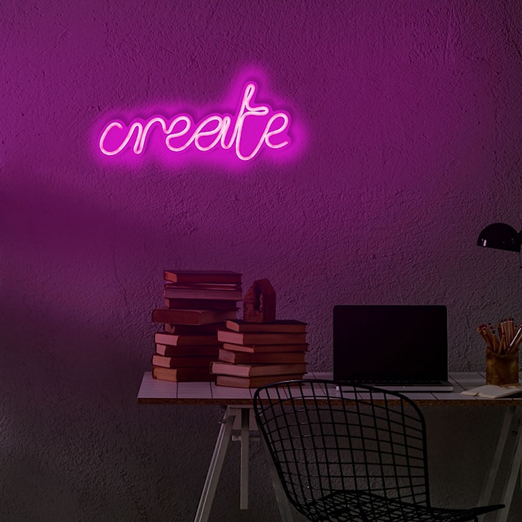 Neon na ścianę Letely z napisem Create różowy  - zdjęcie 3