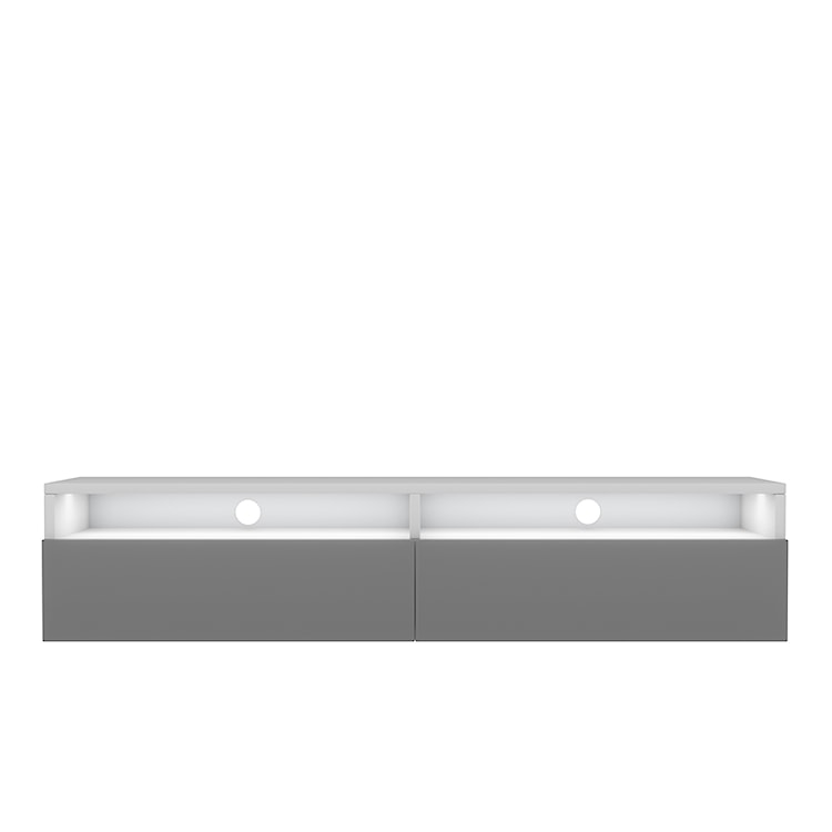 Szafka RTV z dwiema szufladami Rednaw 140 cm Biały mat / Szary połysk z oświetleniem  - zdjęcie 4