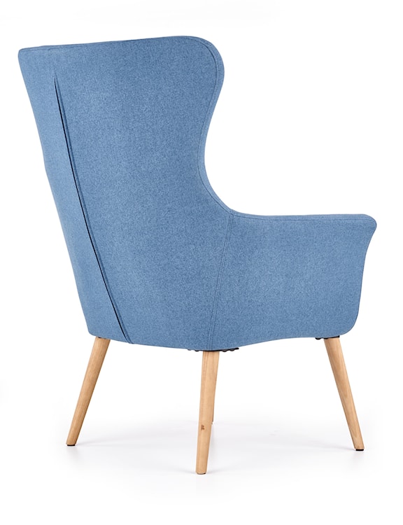 Fotel Emifban na drewnianych nogach - niebieskie tapicerowanie  - zdjęcie 18
