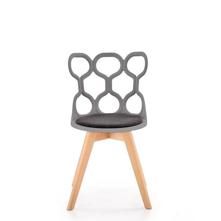 Krzesło z tworzywa Delle z popielatym ażurowym oparciem  - zdjęcie 5