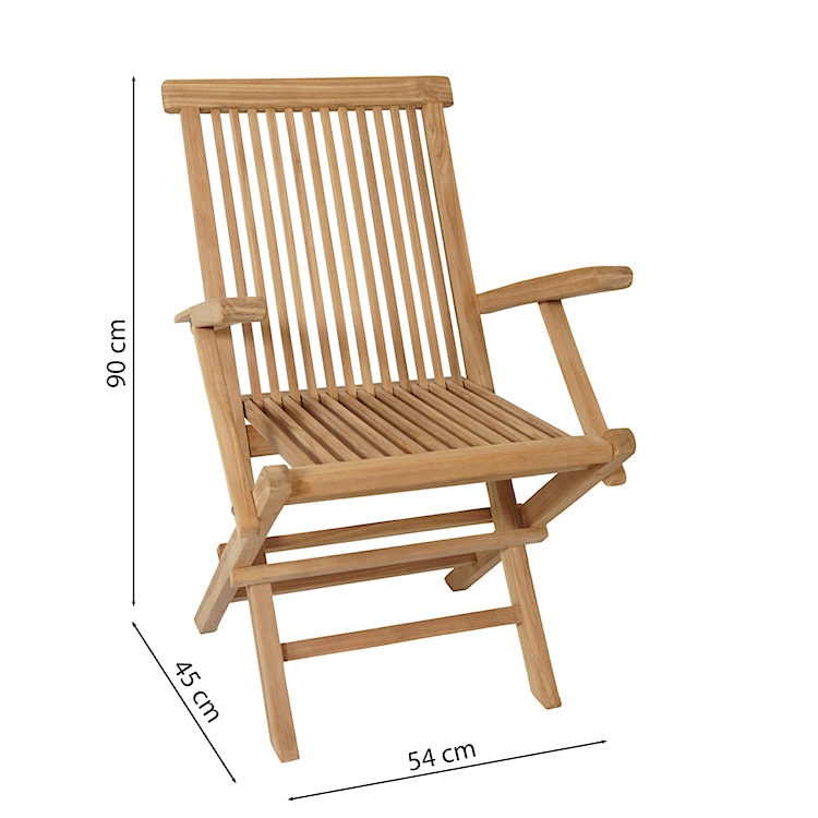 Krzesło ogrodowe Blearty składane z drewna tekowego  - zdjęcie 5