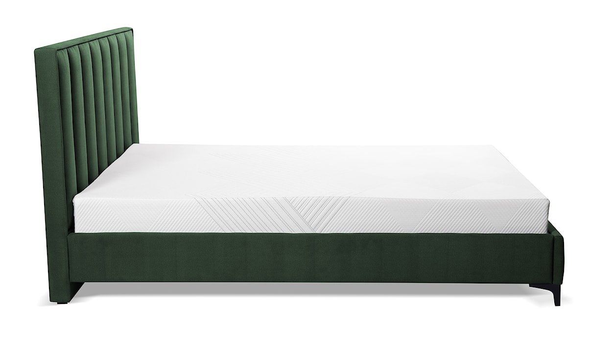 Łóżko tapicerowane 140x200 cm Vergato z pojemnikiem butelkowa zieleń welur łatwoczyszczący  - zdjęcie 3