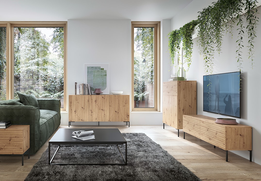 Szafka RTV Lammelo 175 cm dąb lamele  - zdjęcie 5