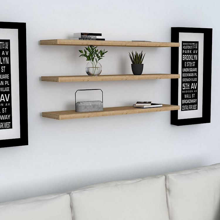 Zestaw trzech półek na ścianę Boike w stylu minimalistycznym 60 cm  - zdjęcie 3