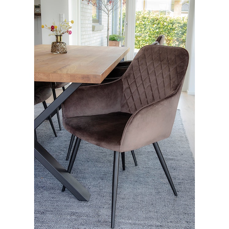 Zestaw dwóch krzeseł tapicerowanych Rozates brązowe velvet  - zdjęcie 4
