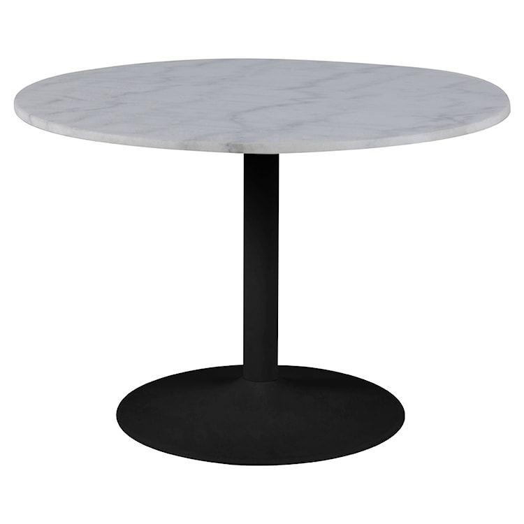 Stół okrągły Fliese średnica 110 cm biały marmur na czarnej podstawie
