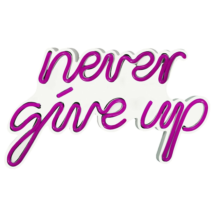 Neon na ścianę Letely z napisem Never Give Up różowy 