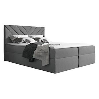 Łóżko kontynentalne Ponferrada 160x200 z dwoma pojemnikami, materacem i topperem szare