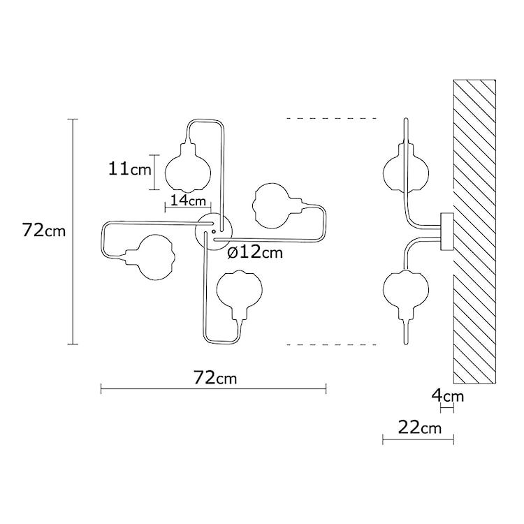 Lampa sufitowa Krisja x4 czarna  - zdjęcie 5