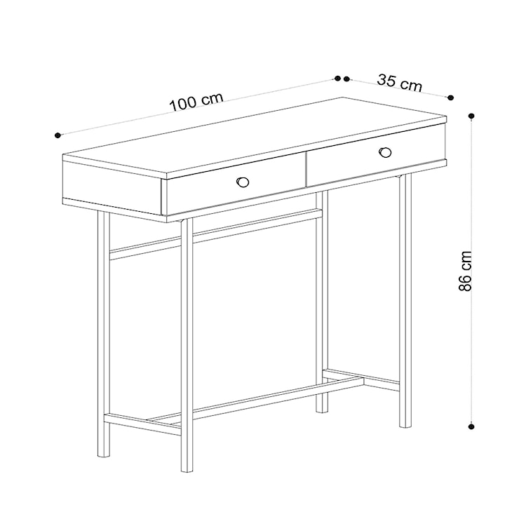Konsola do przedpokoju Eseti 100x35 cm z dwoma szufladami dąb  - zdjęcie 4