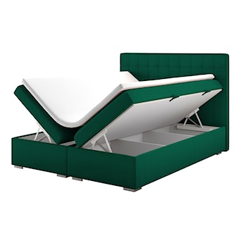 Łóżko kontynentalne 180x200 cm Ketlin z pojemnikami i topperem zielone welur hydrofobowy