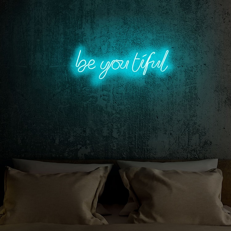 Neon na ścianę Letely z napisem BeYOUtiful niebieski  - zdjęcie 6