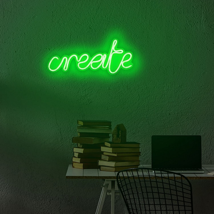 Neon na ścianę Letely z napisem Create zielony  - zdjęcie 4