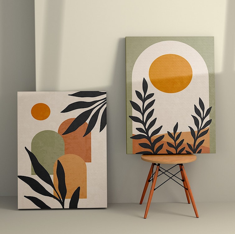 Zestaw dwóch obrazów na płótnie Dooleaches 70x50 cm ciepłe barwy  - zdjęcie 2