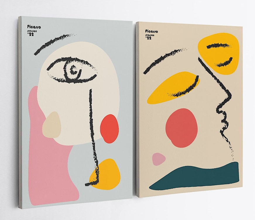 Zestaw dwóch obrazów na płótnie Dooleaches 70x50 cm kolorowe twarze  - zdjęcie 3