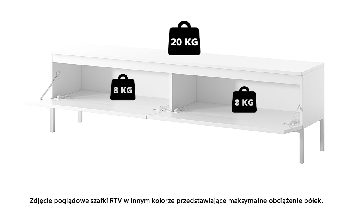 Szafka RTV Bemmi 150 cm czarna ze złotymi nogami  - zdjęcie 8