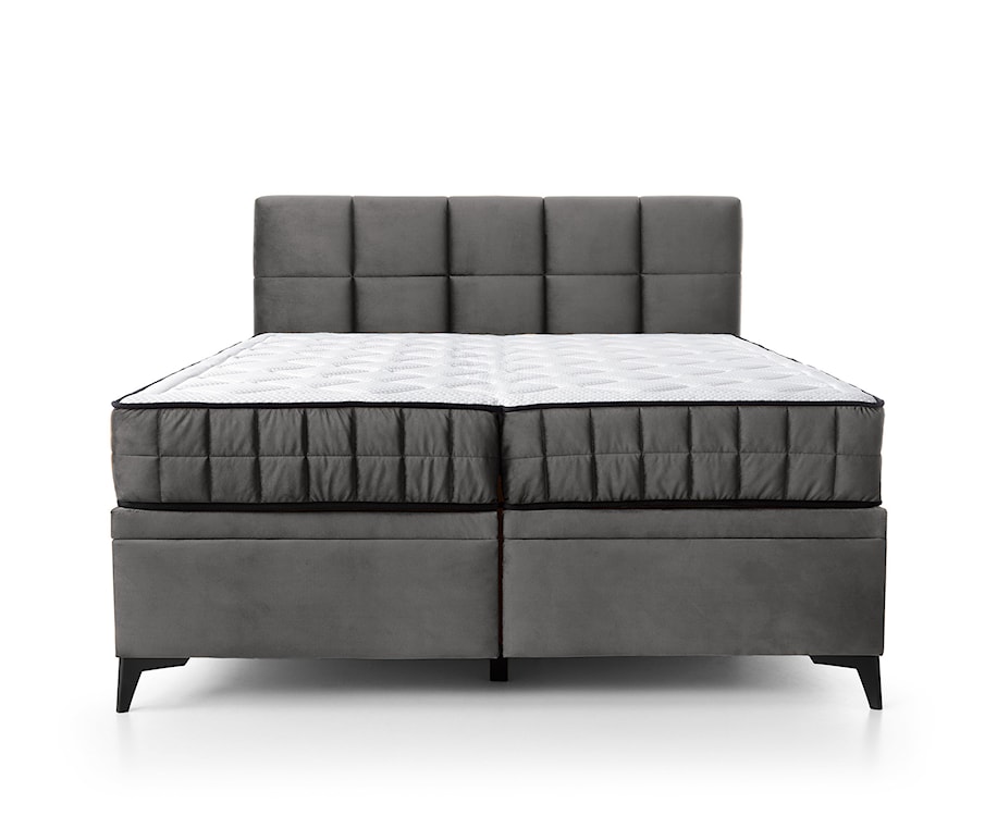 Łóżko kontynentalne 160x200 cm Beriano z pojemnikami i materacem popielate welur 