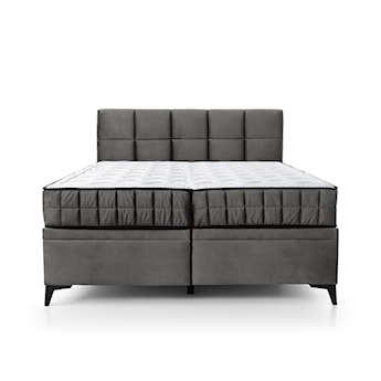 Łóżko kontynentalne 160x200 cm Beriano z pojemnikami i materacem popielate welur