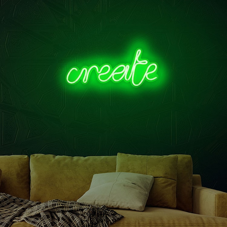 Neon na ścianę Letely z napisem Create zielony  - zdjęcie 5