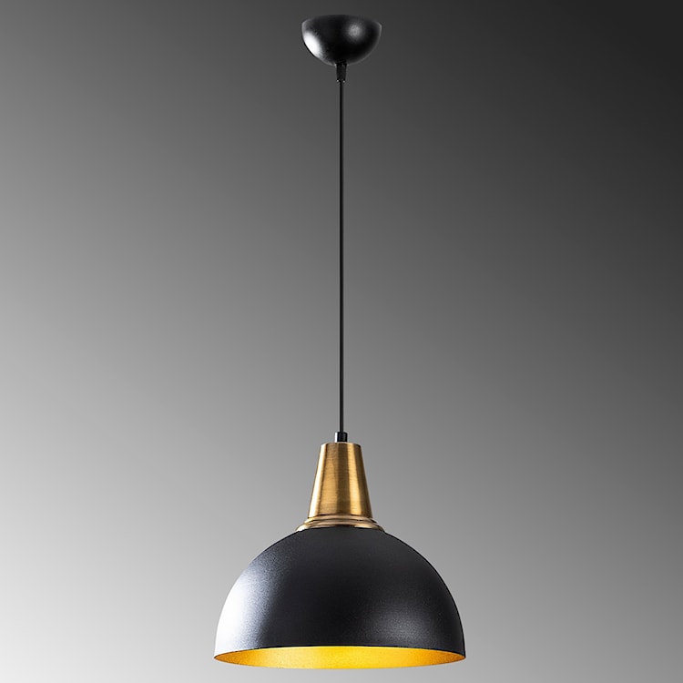 Lampa wisząca Theyro ze złotym trzonkiem średnica 30 cm czarna  - zdjęcie 3